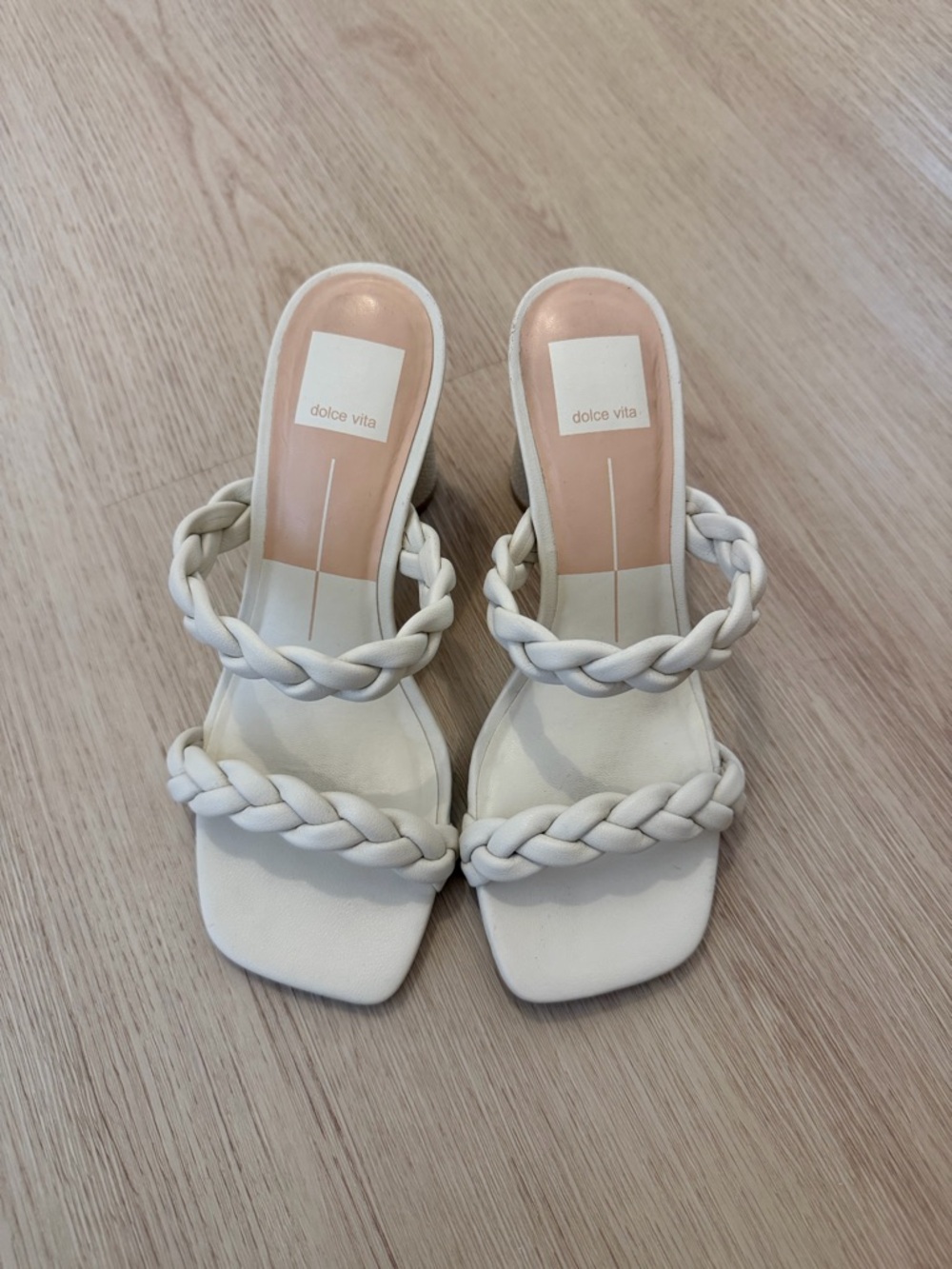 Dolce vita white braided heels